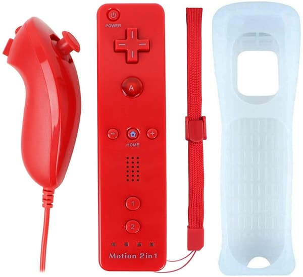 Remote Plus + Nunchuck yhteensopiva Wii Wii U:lle, punainen