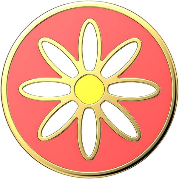 PopSockets Enamel Quaint Daisy Coral Avtagbart Grip med Ställfunktion Premium