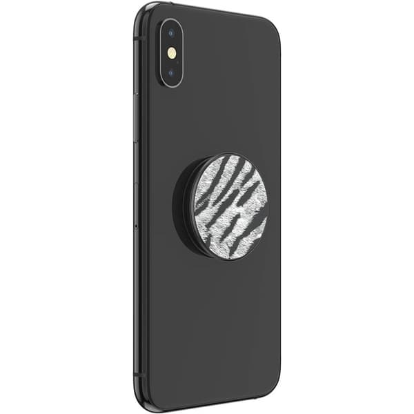 Popsockets Vegan Leather Zebra Avtagbart Grip Med Ställfunktion Premium