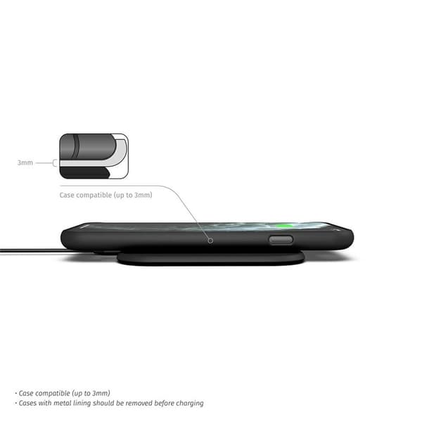 Zens Essential Single Laddare QI 10W Svart 5mm Slim (Apple + Samsung QC)