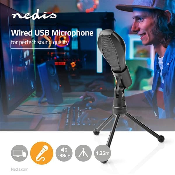 Nedis Mikrofon | Brugt til: Desktop / Notebook | Kabel | 1x USB