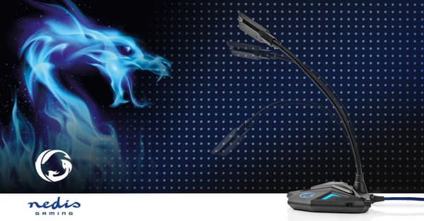 Nedis Streaming og Gaming Mikrofon | Brugt til: Desktop / Notebook | USB | Tilslutninger udgang: 1x 3.5 mm Audio Out | Indbygget on/off-knap (tænd/slu