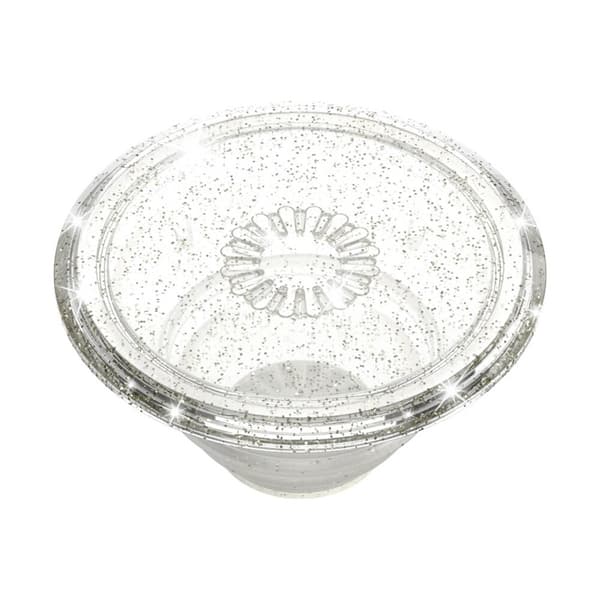 Popsockets Clear Glitter Silver Avtagbart Grip Med Ställfunktion