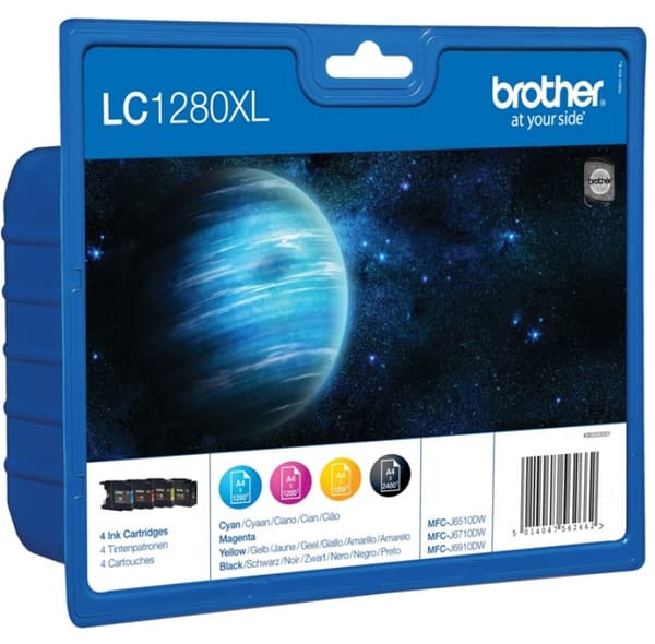 Brother LC-1280XLVALBPDR blekkpatroner 4 stk Original blekkpatroner med høy (XL) kapasitet Svar