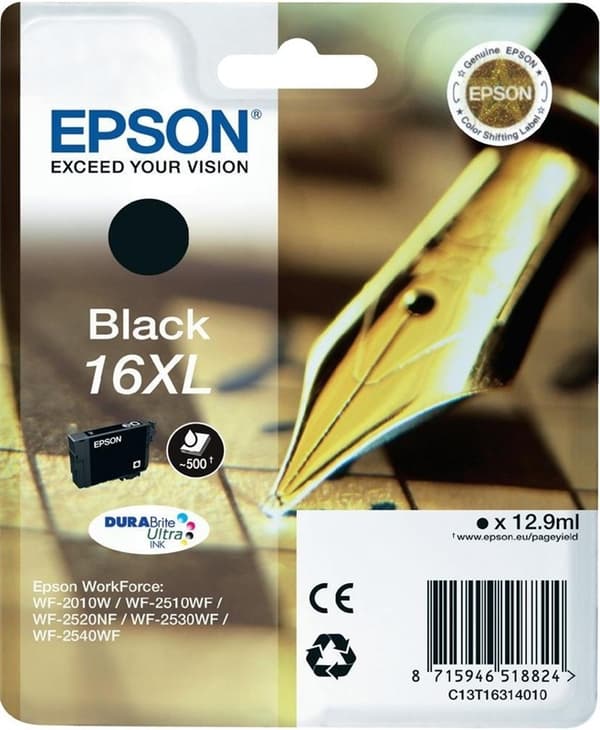 Epson Penn og kryssord Singlepack Black 16XL DURABrite Ultra Ink