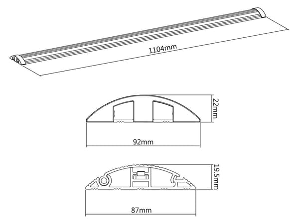 DELTACO Office Aluminum Floor Cable Cover,1104x92x22mm