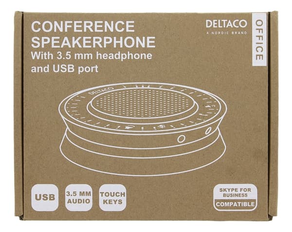 DELTACO OFFICE Konferencehøjttaler tlf. m. USB, 3,5mm-jack, VoIP, sort