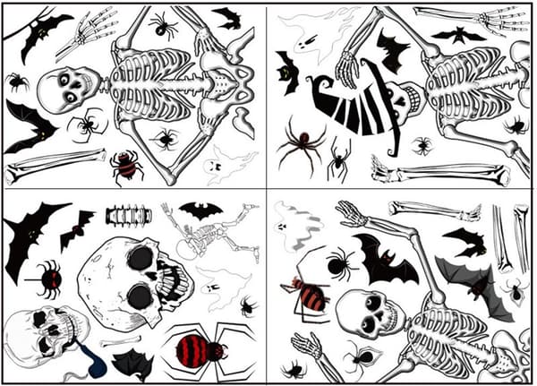 Väggdekorationer med halloweenmotiv, Döskallar , 35x25