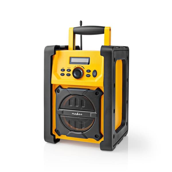 Nedis FM-radio | Työmaaradio | FM | Paristokäyttöinen / Verkkovirtakäyttöinen | Digitaalinen | 15 W | Näytön koko: 2.2 " | Sinivalkoinen näyttö | IPX5