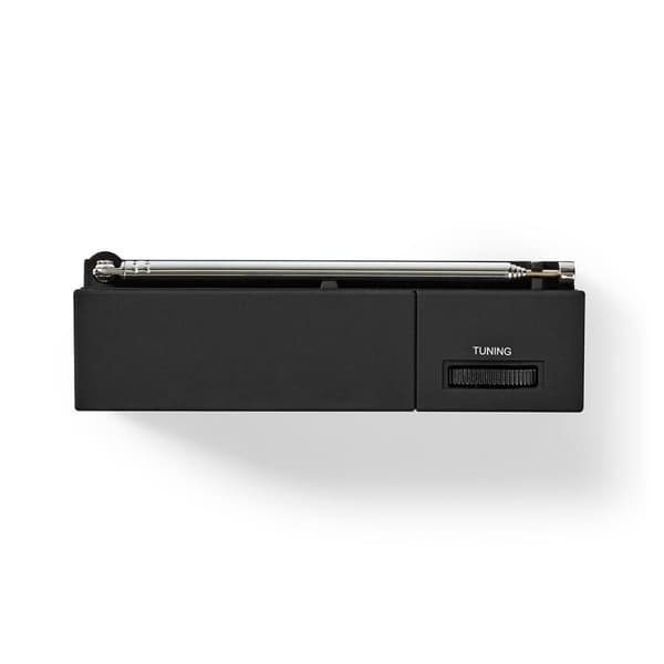 Nedis FM-radio | Bærbar design | AM / FM | Batteri drevet | Analog | 1.5 W | Svart hvit skerm | Hodetelefonutgang | IP20 | Sort
