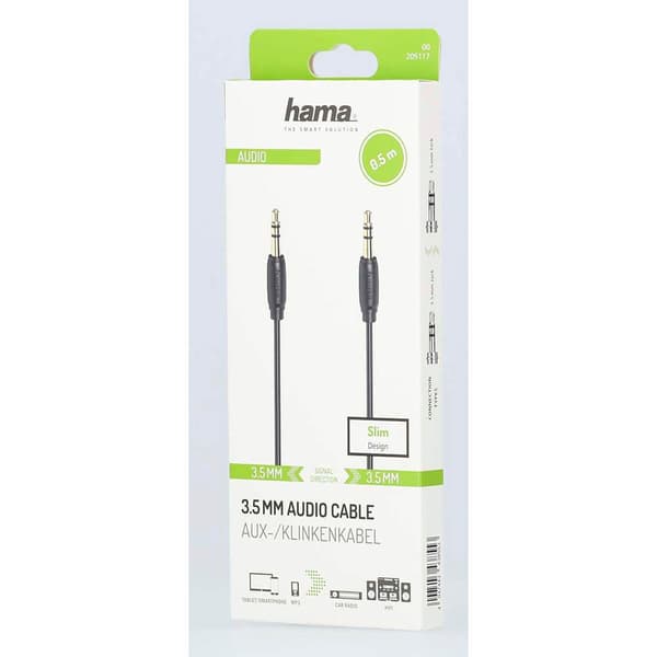 Hama Kabel lyd 3,5 mm-3,5 mm Gullbelagt, Ultratynn 0,5m