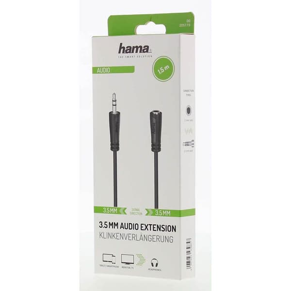 Hama Kabel Ljud 3.5mm-3.5mm Förlängning 1.5m