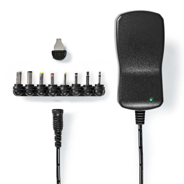 Nedis Universal AC strømadapter | 18 W | 3 - 12 V DC | 1.10 m | 1.5 A | 8 plug(s) | Sort