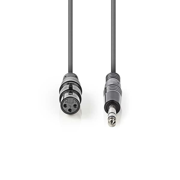Nedis Balanserad ljudkabel | XLR 3-stifts hona | 6.35 mm Hane | Nickelplaterad | 1.50 m | Rund | PVC | Mörkgrå | Kartonghylsa