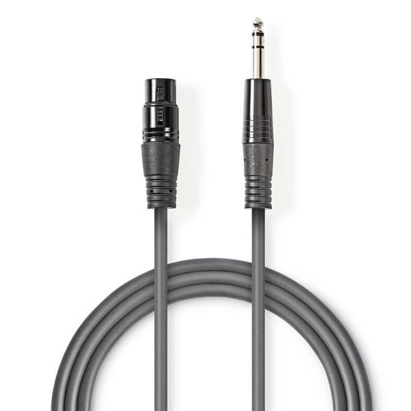Nedis Balanserad ljudkabel | XLR 3-stifts hona | 6.35 mm Hane | Nickelplaterad | 1.50 m | Rund | PVC | Mörkgrå | Kartonghylsa