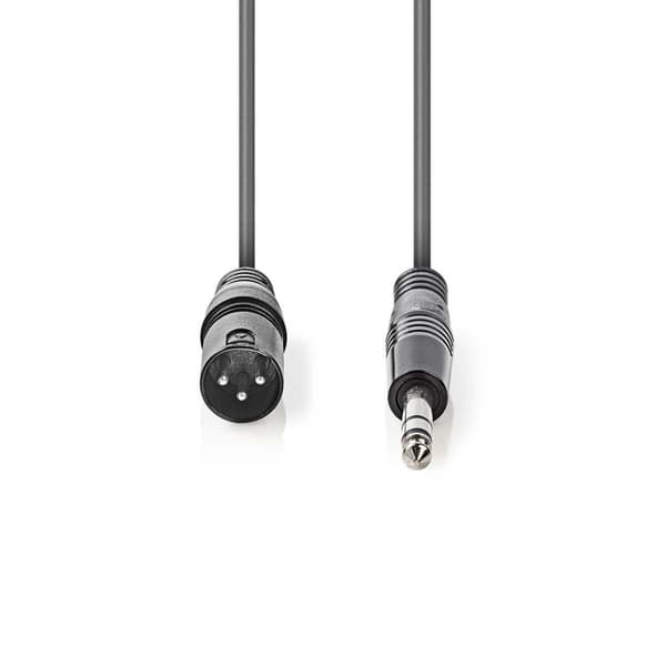 Nedis Balanserad ljudkabel | XLR 3-stifts hane | 6.35 mm Hane | Nickelplaterad | 1.50 m | Rund | PVC | Mörkgrå | Kartonghylsa