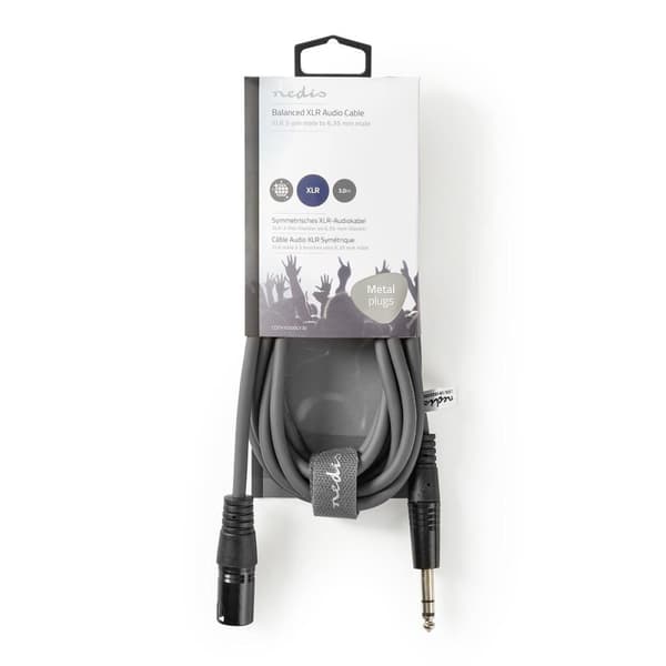 Nedis Balansoitu Audiojohto | XLR 3-Pin uros | 6.35 mm uros | Niklattu | 3.00 m | Pyöreä | PVC | Tummanharmaa | Pahvikotelo