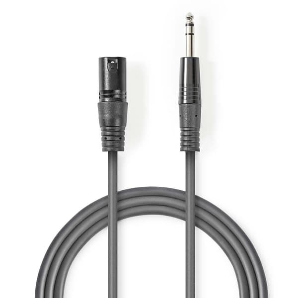 Nedis Balansoitu Audiojohto | XLR 3-Pin uros | 6.35 mm uros | Niklattu | 3.00 m | Pyöreä | PVC | Tummanharmaa | Pahvikotelo