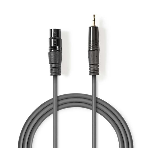 Nedis Balanserad ljudkabel | XLR 3-stifts hona | 3.5 mm Hane | Nickelplaterad | 1.00 m | Rund | PVC | Mörkgrå | Kartonghylsa