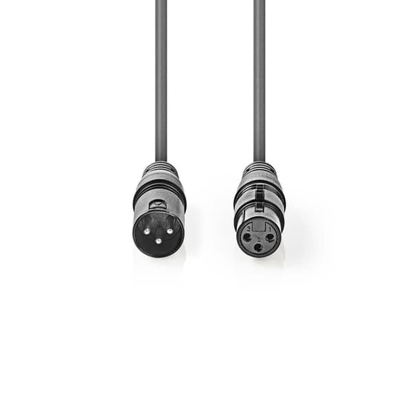 Nedis DMX adapterkabel | XLR 3-Pin Han | XLR 3-Pin Hun | Nikkelplateret | 15.0 m | Runde | PVC | Mørkegrå | Gaveæske