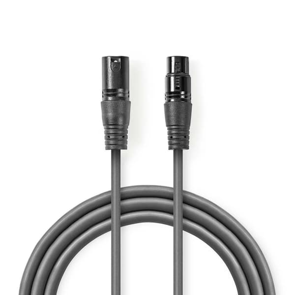 Nedis DMX Adapter Cable | XLR 3-Pin Han | XLR 3-Pin Hun | Nikkel belagt | 15.0 m | Rund | PVC | Mørk Grå | Gaveeske