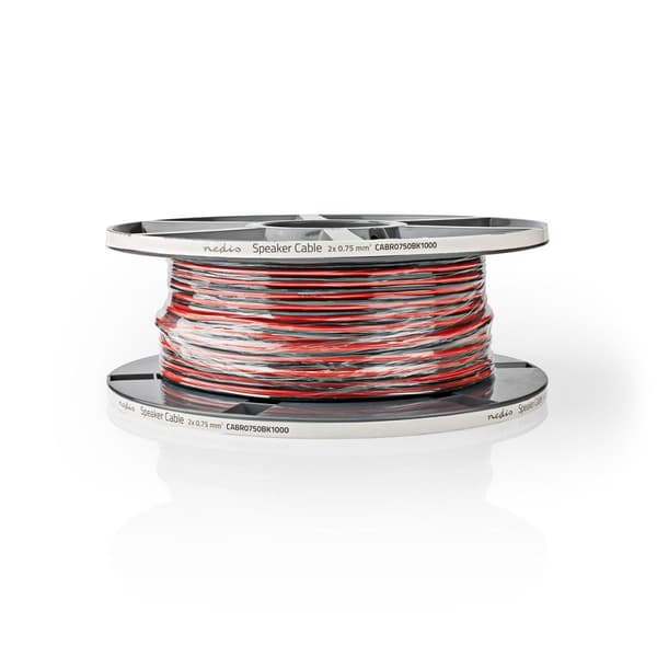 Nedis Speaker Cable | 2 x 0.75 mm² | Kobber | 100.0 m | Rund | PVC | Rød / Sort | Rull