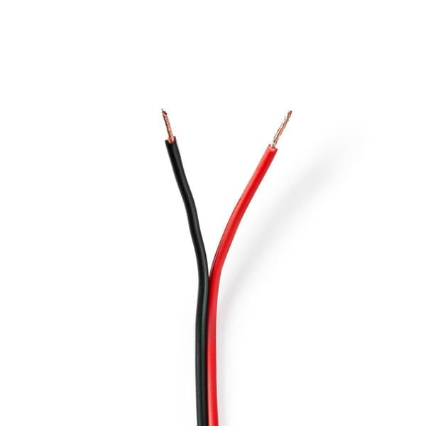 Nedis Speaker Cable | 2 x 0.75 mm² | Kobber | 100.0 m | Rund | PVC | Rød / Sort | Rull