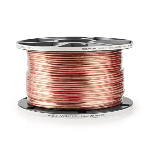 Nedis Højtaler Kabel | 2 x 2.50 mm² | Kobber | 100.0 m | Runde | PVC | Gennemsigtig | Rulle