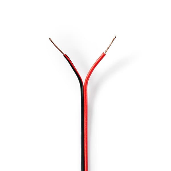 Nedis Speaker Cable | 2 x 0.50 mm² | CCA | 100.0 m | Rund | PVC | Rød / Sort | Pakk Inn