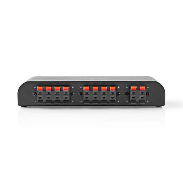 Nedis Højttaler kontrolboks | 4-Port port(s) | Terminal klemmer | Højttalerimpedans: 4-16 Ohm | Maksimal Belastning pr. Kanal: 200 W | Aluminium | Sor