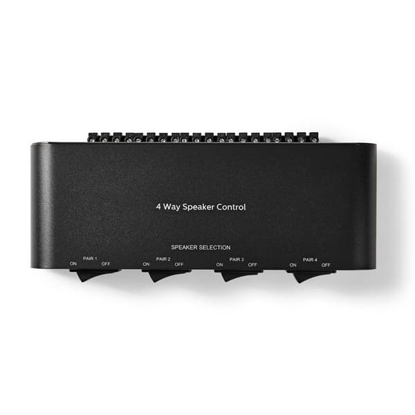 Nedis Högtalar kontrollboxen | 4-Port port(s) | Terminalskruvar | Högtalarimpedans: 4-16 Ohm | Maxlast per Kanal: 200 W | Aluminium | Svart