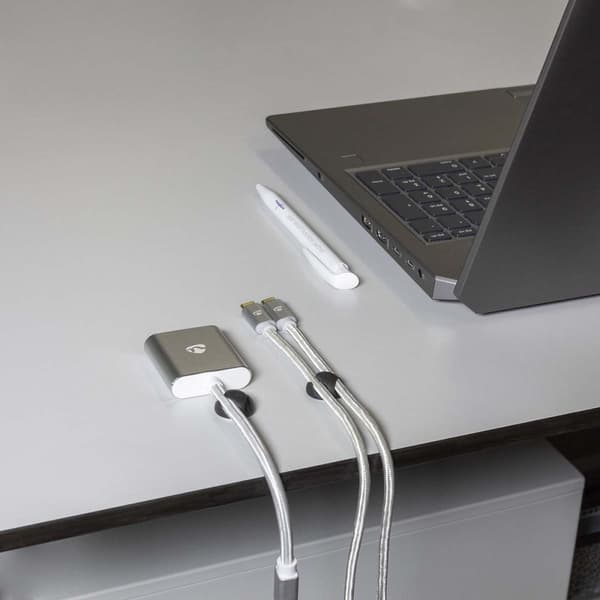 Nedis Kabel Management | Kabelklips | Klik og Go | 6 stk. | Antal slots: 2 Pladser | Maksimal tykkelse på kabel: 5.3 mm | TPE | Sort