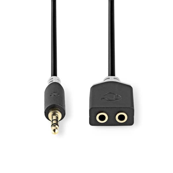 Nedis Stereo lydkabel | 3.5 mm Han | 2 stk. 3.5 mm, hunn | Gull belagt | 0.20 m | Rund | Antrasitt | Boks