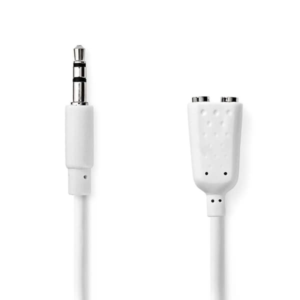 Nedis Stereo Audio kabel | 3.5 mm Hanstik | 2 x 3.5 mm Hunstik | Nikkelplateret | 0.20 m | Runde | Hvid | Konvolut
