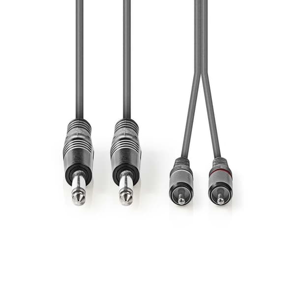 Nedis Stereo Audio kabel | 2x 6.35 mm Hanstik | 2x RCA Hanstik | Nikkelplateret | 1.50 m | Runde | Mørkegrå | Kartonhylster