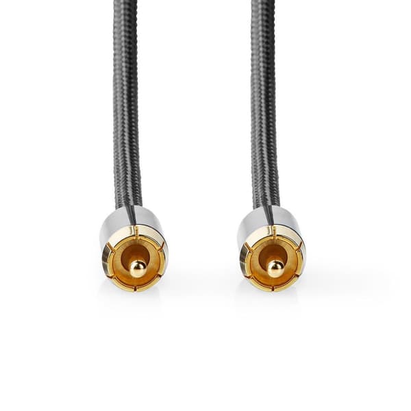 Nedis Subwoofer kabel | RCA Hanstik | RCA Hanstik | Guldplateret | 3.00 m | Runde | 4.5 mm | Antracit / Gun Metal Grå | Cover Box