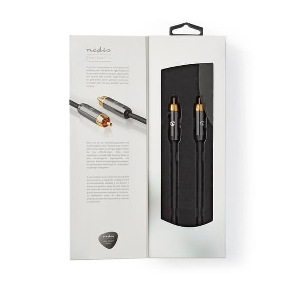 Nedis Subwoofer kabel | RCA Hanstik | RCA Hanstik | Guldplateret | 3.00 m | Runde | 4.5 mm | Antracit / Gun Metal Grå | Cover Box