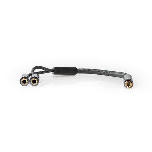 Nedis Stereo Audio kabel | 3.5 mm Hanstik | 2 x 3.5 mm Hunstik | Guldplateret | 0.20 m | Runde | Grå / Gun Metal Grå | Cover Window Box
