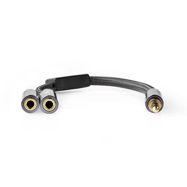 Nedis Stereo Audio kabel | 3.5 mm Hanstik | 2 x 3.5 mm Hunstik | Guldplateret | 0.20 m | Runde | Grå / Gun Metal Grå | Cover Window Box