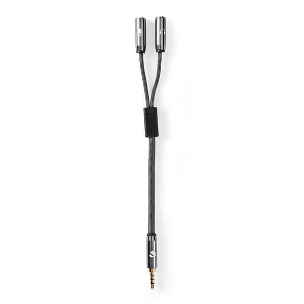 Nedis Stereo Audio kabel | 3.5 mm Hanstik | 2 x 3.5 mm Hunstik | Guldplateret | 0.20 m | Runde | Grå / Gun Metal Grå | Cover Window Box