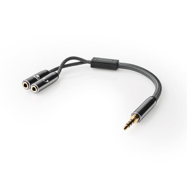 Nedis Stereo Audio kabel | 3.5 mm Hanstik | 2 x 3.5 mm Hunstik | Guldplateret | 0.20 m | Runde | Grå / Gun Metal Grå | Cover Window Box