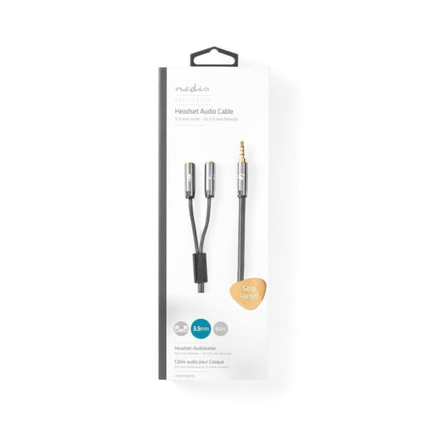 Nedis Stereo Audio kabel | 3.5 mm Hanstik | 2 x 3.5 mm Hunstik | Guldplateret | 0.20 m | Runde | Grå / Gun Metal Grå | Cover Window Box