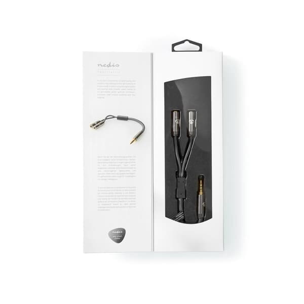 Nedis Stereo Audio kabel | 3.5 mm Hanstik | 2 x 3.5 mm Hunstik | Guldplateret | 0.20 m | Runde | Grå / Gun Metal Grå | Cover Window Box