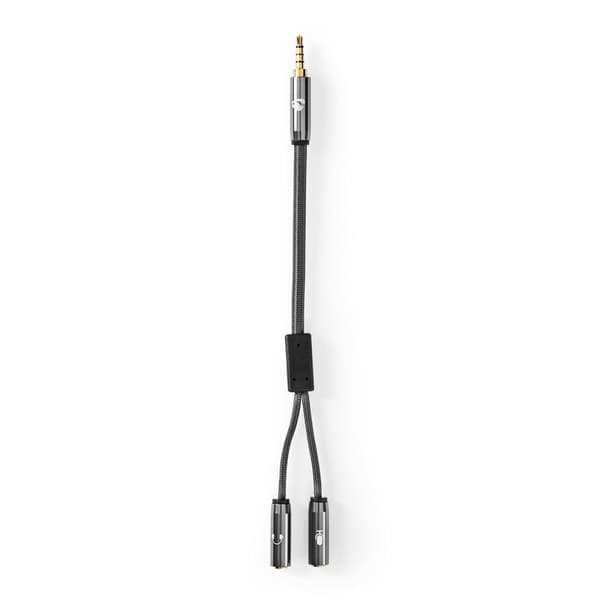 Nedis Stereo Audio kabel | 3.5 mm Hanstik | 2 x 3.5 mm Hunstik | Guldplateret | 0.20 m | Runde | Grå / Gun Metal Grå | Cover Window Box