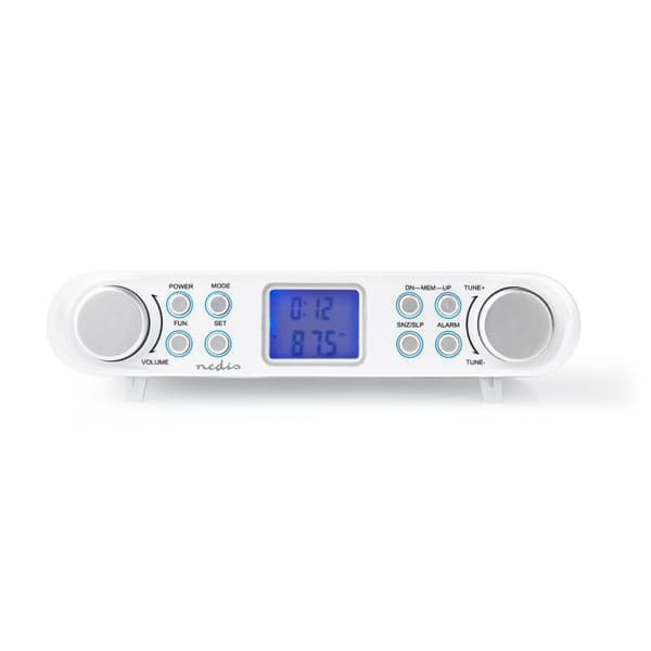 Nedis Keittiö Radio | Kaappimuotoilu | FM | Verkkovirtakäyttöinen | Digitaalinen | 1.5 W | 2 " | Mustasininen näyttö | Herätyskello | Hopea / Valkoine