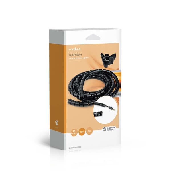 Nedis Kabel Management | Spiral ærme | 1 stk. | Maksimal tykkelse på kabel: 16 mm | PE | Sort