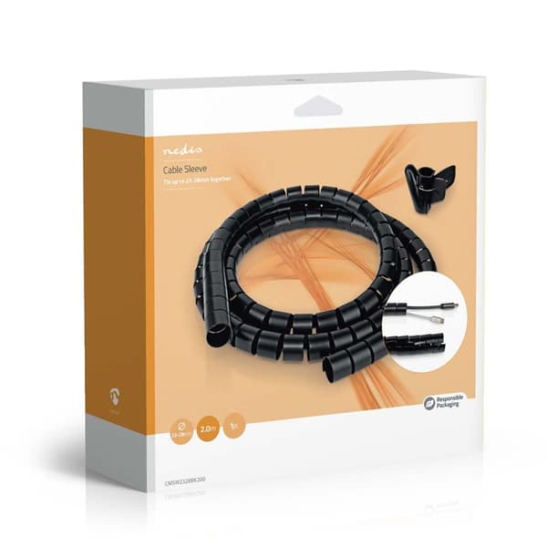 Nedis Kabel Management | Spiral ærme | 1 stk. | Maksimal tykkelse på kabel: 28 mm | PE | Sort
