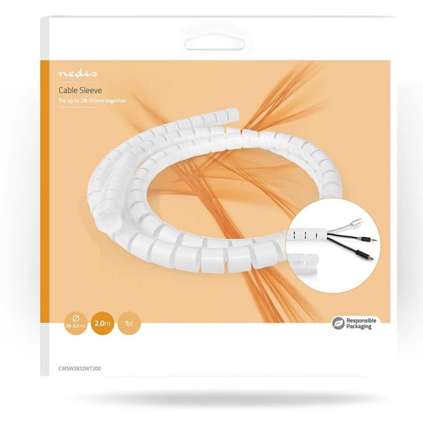 Nedis Kabel Ledelse | Spiral erme | 1 stk. | Maksimal kabeltykkelse: 32 mm | PE | Hvit