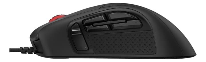 HyperX Pulsefire Raid ergonomisk mus, Pixart 3389 sensor, 11 programmerbara knappar, 1,8 m kabel, svart