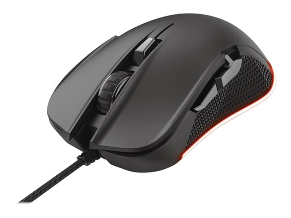 Trust GXT 922 YBAR - Mus - högerhänt - optisk - 6 knappar - kabelansluten - USB 2.0 - svart Svart
